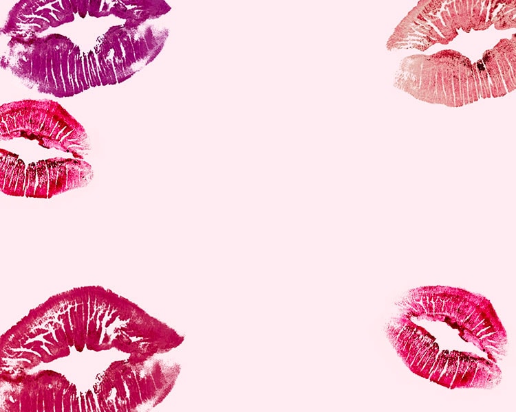 Lip marks on pink background